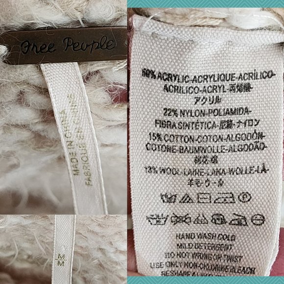 Free People Ivory Striped Fuzzy Knit Linus Oversized Sweater - Picture 5 of 5